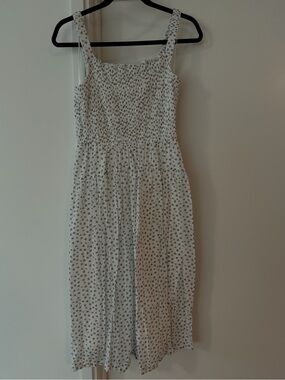 ON 34th Smocked White Floral Midi Dress